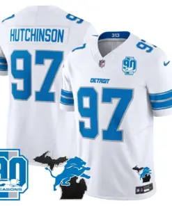 Detroit Lions Nike 2024 Michigan & 90th Year Patch Vapor Stitched Jersey - Black - Image 15