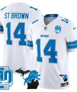 Detroit Lions Nike 2024 Michigan & 90th Year Patch Vapor Stitched Jersey - Black - Image 17