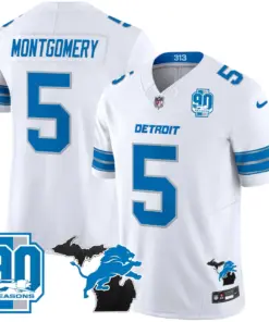 Detroit Lions Nike 2024 Michigan & 90th Year Patch Vapor Stitched Jersey - Black - Image 18