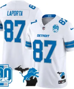 Detroit Lions Nike 2024 Michigan & 90th Year Patch Vapor Stitched Jersey - Black - Image 20