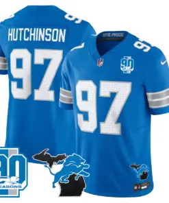 Detroit Lions Nike 2024 Michigan & 90th Year Patch Vapor Stitched Jersey - Black - Image 22