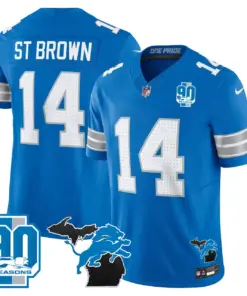 Detroit Lions Nike 2024 Michigan & 90th Year Patch Vapor Stitched Jersey - Black - Image 24