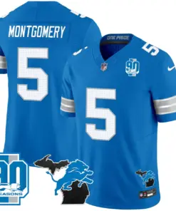Detroit Lions Nike 2024 Michigan & 90th Year Patch Vapor Stitched Jersey - Black - Image 25