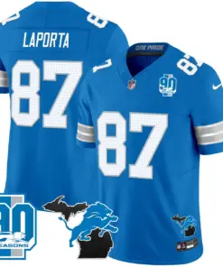 Detroit Lions Nike 2024 Michigan & 90th Year Patch Vapor Stitched Jersey - Black - Image 27