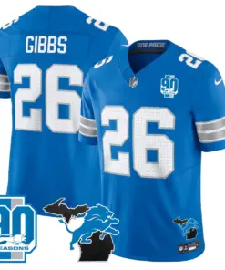 Detroit Lions Nike 2024 Michigan & 90th Year Patch Vapor Stitched Jersey - Black - Image 28