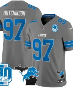 Detroit Lions Nike 2024 Michigan & 90th Year Patch Vapor Stitched Jersey - Black - Image 29