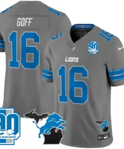 Detroit Lions Nike 2024 Michigan & 90th Year Patch Vapor Stitched Jersey - Black - Image 30
