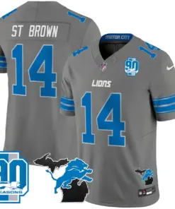 Detroit Lions Nike 2024 Michigan & 90th Year Patch Vapor Stitched Jersey - Black - Image 31