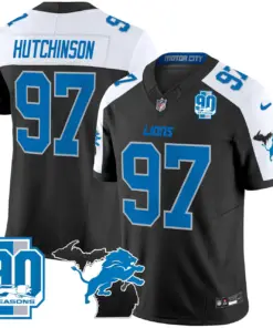 Detroit Lions Nike 2024 Michigan & 90th Year Patch Vapor Stitched Jersey - Black