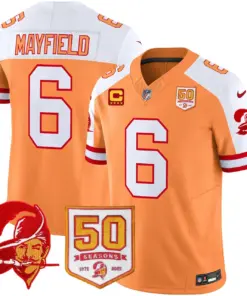 Alternative view of Tampa Bay Buccaneers Nike Throwback 50th Season Patch Vapor Limited Stitched Jersey - Orange