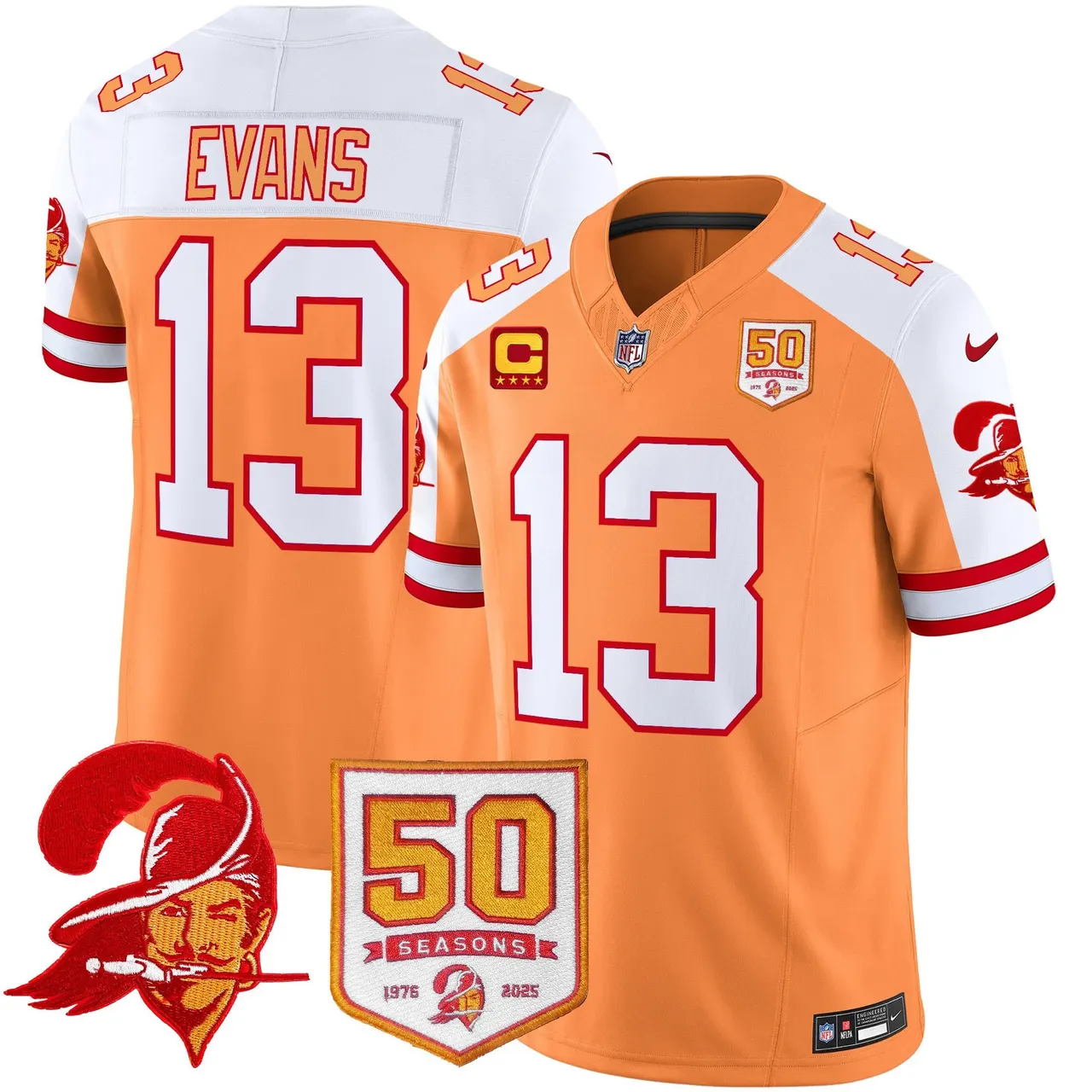 Tampa Bay Buccaneers Nike Throwback 50th Season Patch Vapor Limited Stitched Jersey - Orange - Image 4