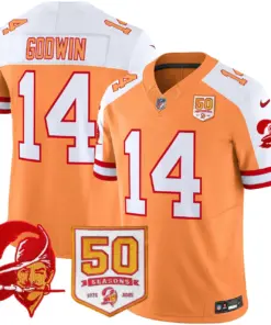 Tampa Bay Buccaneers Nike Throwback 50th Season Patch Vapor Limited Stitched Jersey - Orange - Image 5