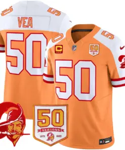 Tampa Bay Buccaneers Nike Throwback 50th Season Patch Vapor Limited Stitched Jersey - Orange - Image 6