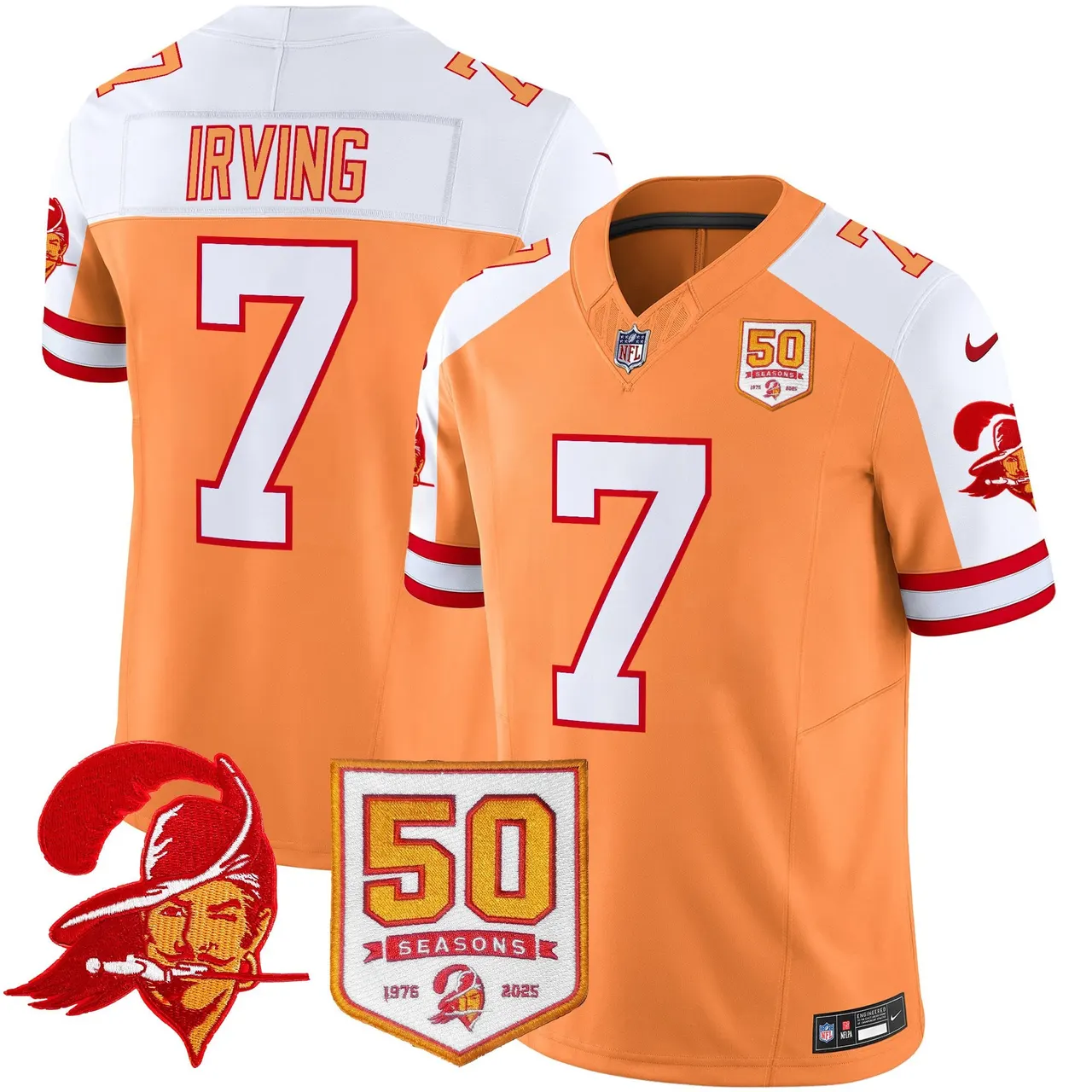 Tampa Bay Buccaneers Nike Throwback 50th Season Patch Vapor Limited Stitched Jersey - Orange - Image 8
