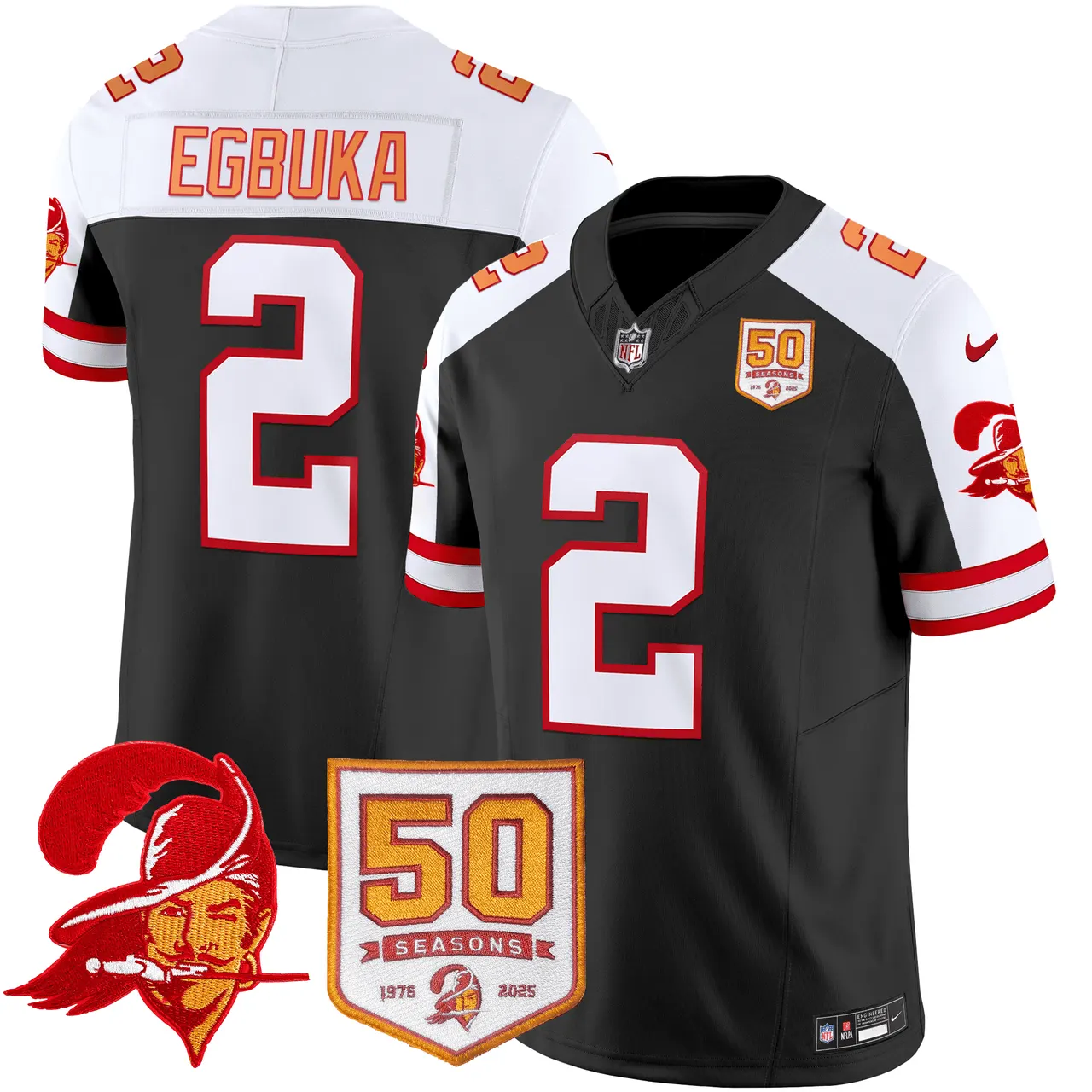 Tampa Bay Buccaneers Nike Throwback 50th Season Patch Vapor Limited Stitched Jersey - Orange - Image 9