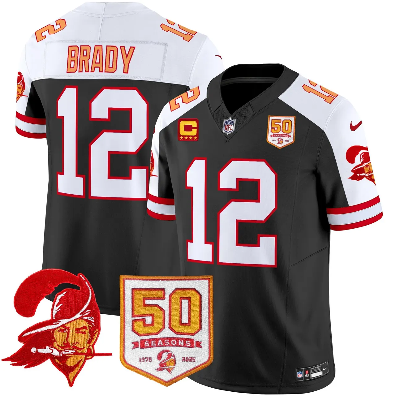 Tampa Bay Buccaneers Nike Throwback 50th Season Patch Vapor Limited Stitched Jersey - Orange - Image 11