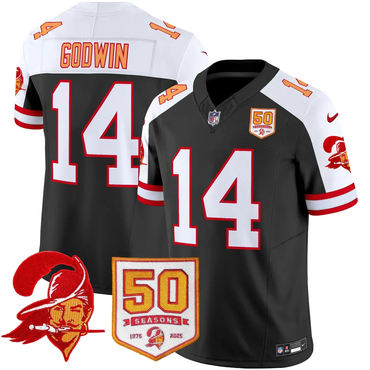 Tampa Bay Buccaneers Nike Throwback 50th Season Patch Vapor Limited Stitched Jersey - Orange - Image 13