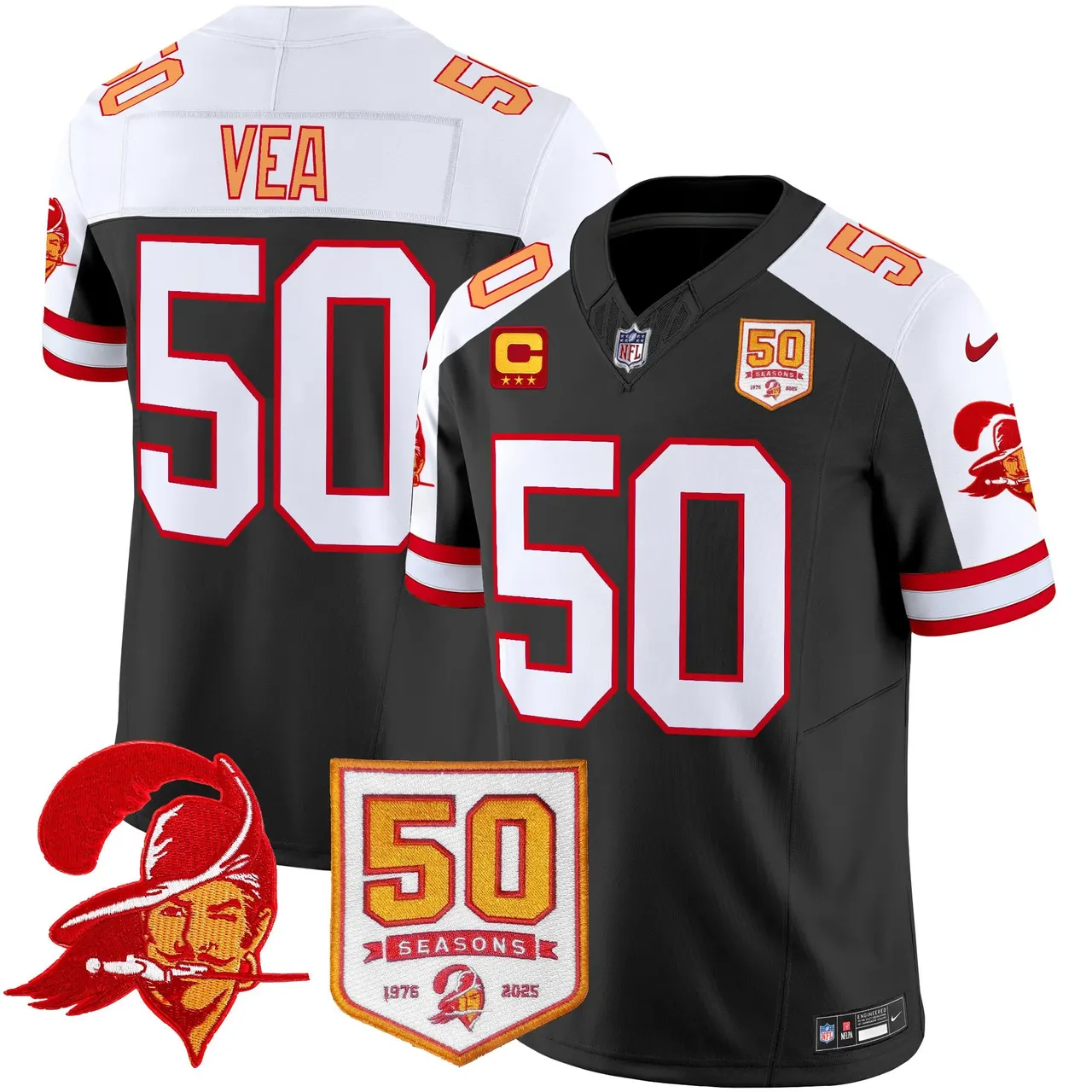 Tampa Bay Buccaneers Nike Throwback 50th Season Patch Vapor Limited Stitched Jersey - Orange - Image 14