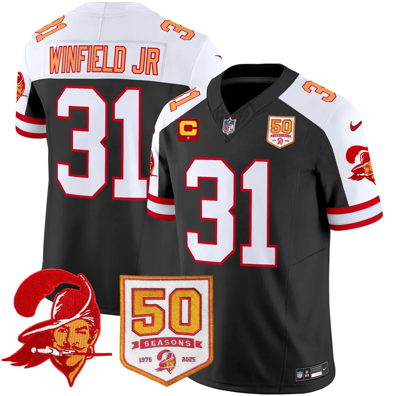Tampa Bay Buccaneers Nike Throwback 50th Season Patch Vapor Limited Stitched Jersey - Orange - Image 15