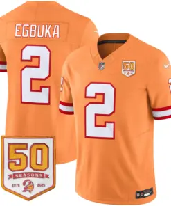 Tampa Bay Buccaneers Nike Throwback 50th Season Patch Vapor Limited Stitched Jersey - Orange - Image 17