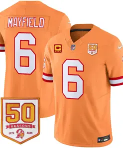 Tampa Bay Buccaneers Nike Throwback 50th Season Patch Vapor Limited Stitched Jersey - Orange - Image 18