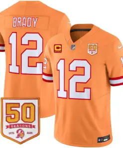 Tampa Bay Buccaneers Nike Throwback 50th Season Patch Vapor Limited Stitched Jersey - Orange - Image 19