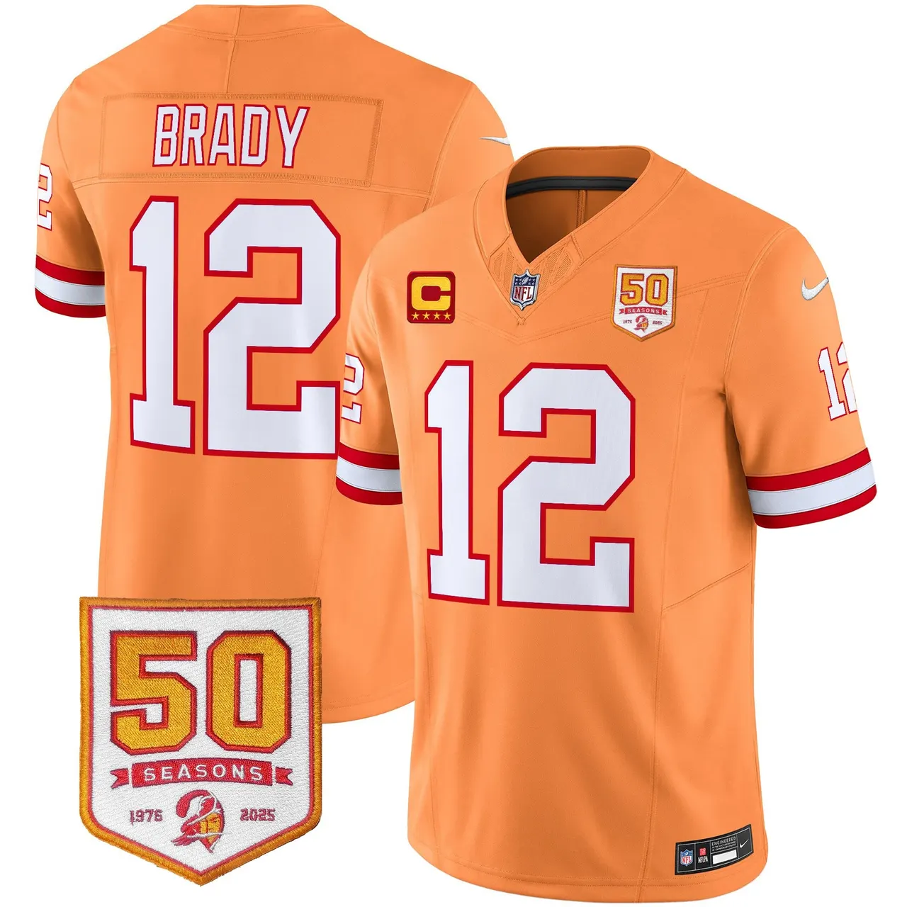 Tampa Bay Buccaneers Nike Throwback 50th Season Patch Vapor Limited Stitched Jersey - Orange - Image 19