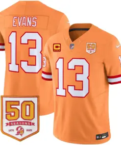 Tampa Bay Buccaneers Nike Throwback 50th Season Patch Vapor Limited Stitched Jersey - Orange - Image 20