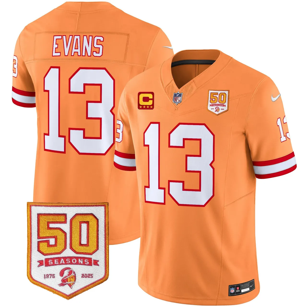 Tampa Bay Buccaneers Nike Throwback 50th Season Patch Vapor Limited Stitched Jersey - Orange - Image 20