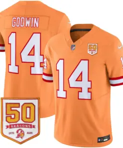 Tampa Bay Buccaneers Nike Throwback 50th Season Patch Vapor Limited Stitched Jersey - Orange - Image 21