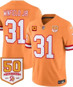 Tampa Bay Buccaneers Nike Throwback 50th Season Patch Vapor Limited Stitched Jersey - Orange - Image 23