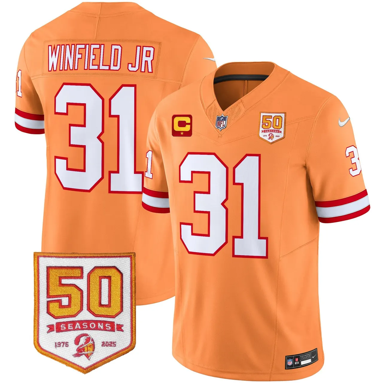 Tampa Bay Buccaneers Nike Throwback 50th Season Patch Vapor Limited Stitched Jersey - Orange - Image 23