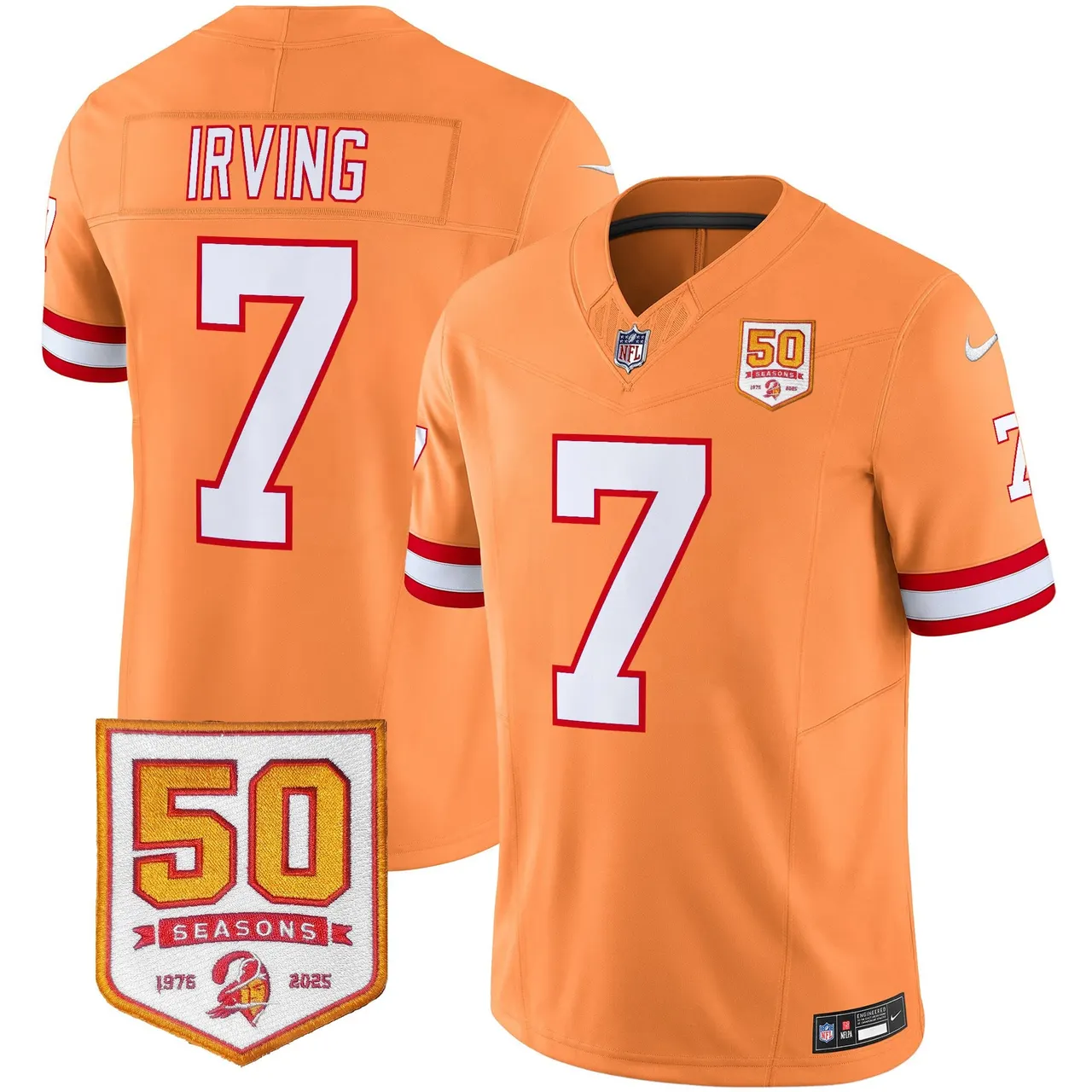 Tampa Bay Buccaneers Nike Throwback 50th Season Patch Vapor Limited Stitched Jersey - Orange - Image 24