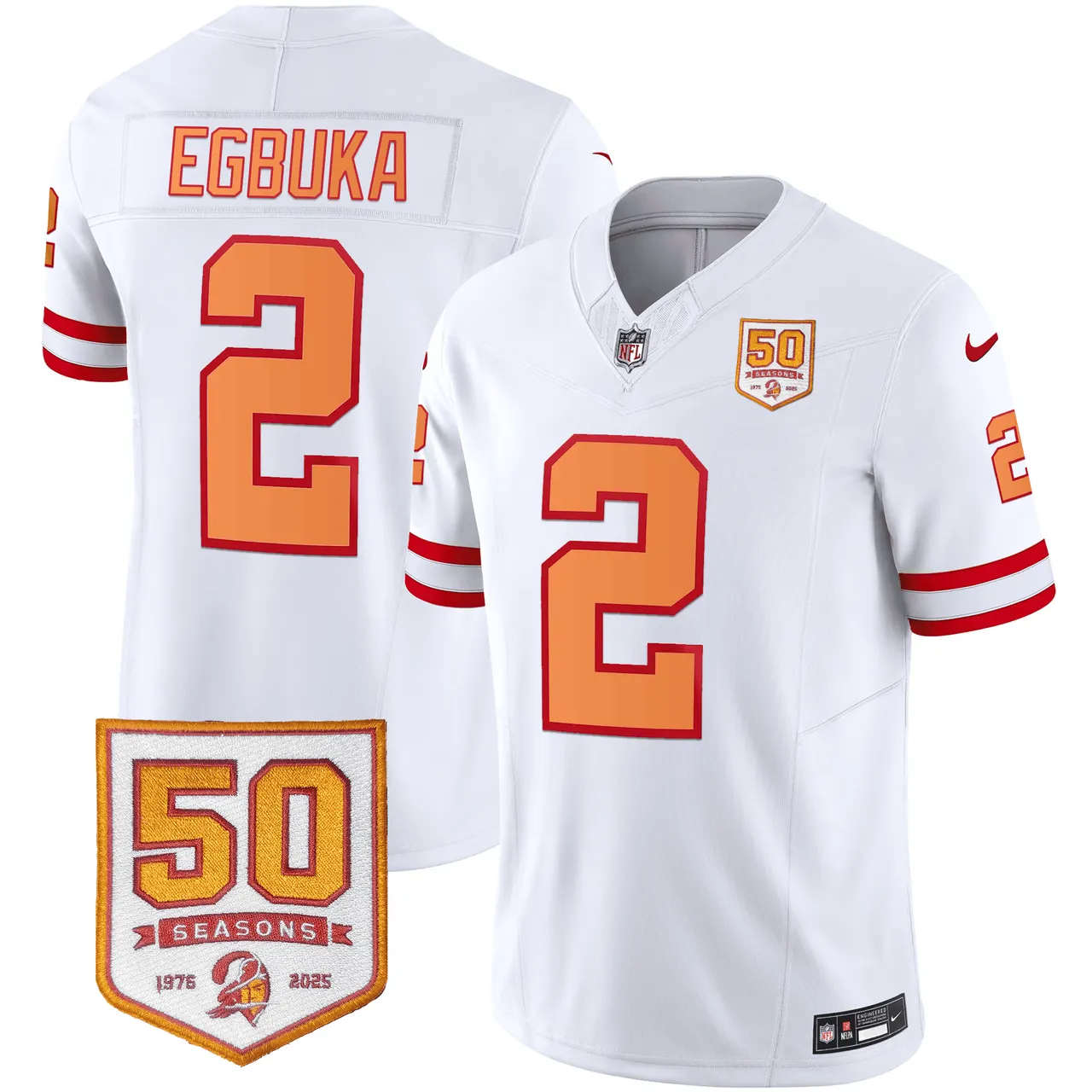 Tampa Bay Buccaneers Nike Throwback 50th Season Patch Vapor Limited Stitched Jersey - Orange - Image 25