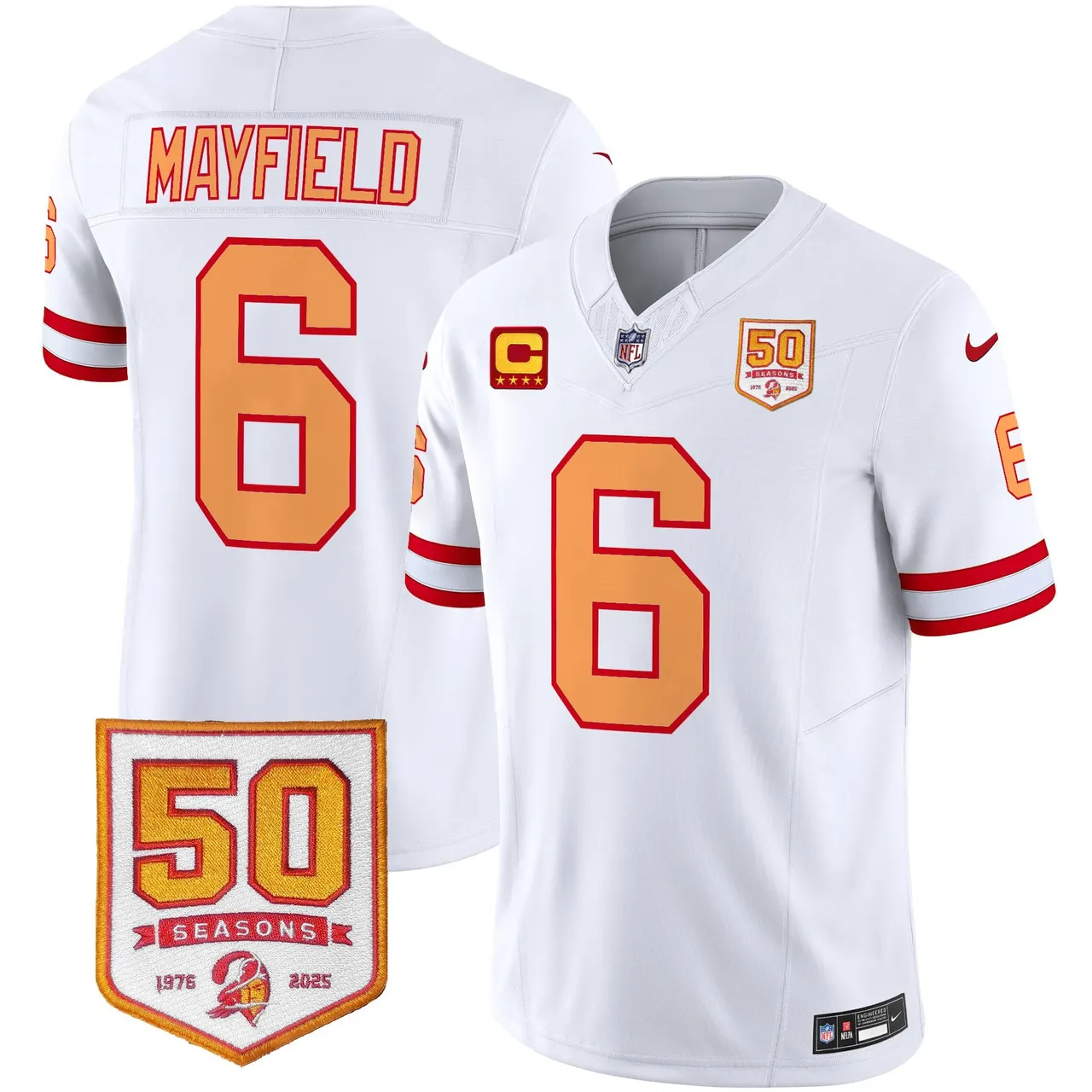 Tampa Bay Buccaneers Nike Throwback 50th Season Patch Vapor Limited Stitched Jersey - Orange - Image 26