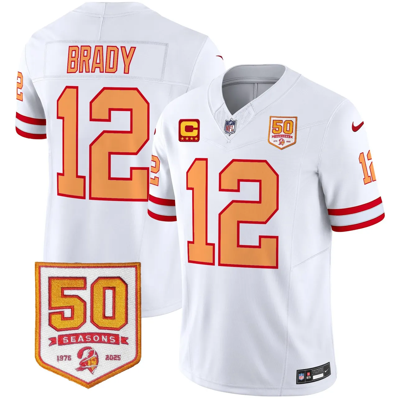 Tampa Bay Buccaneers Nike Throwback 50th Season Patch Vapor Limited Stitched Jersey - Orange - Image 27