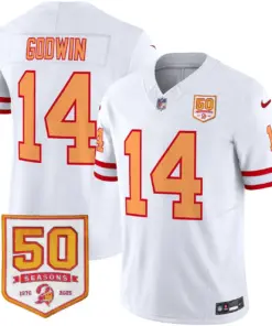 Tampa Bay Buccaneers Nike Throwback 50th Season Patch Vapor Limited Stitched Jersey - Orange - Image 29