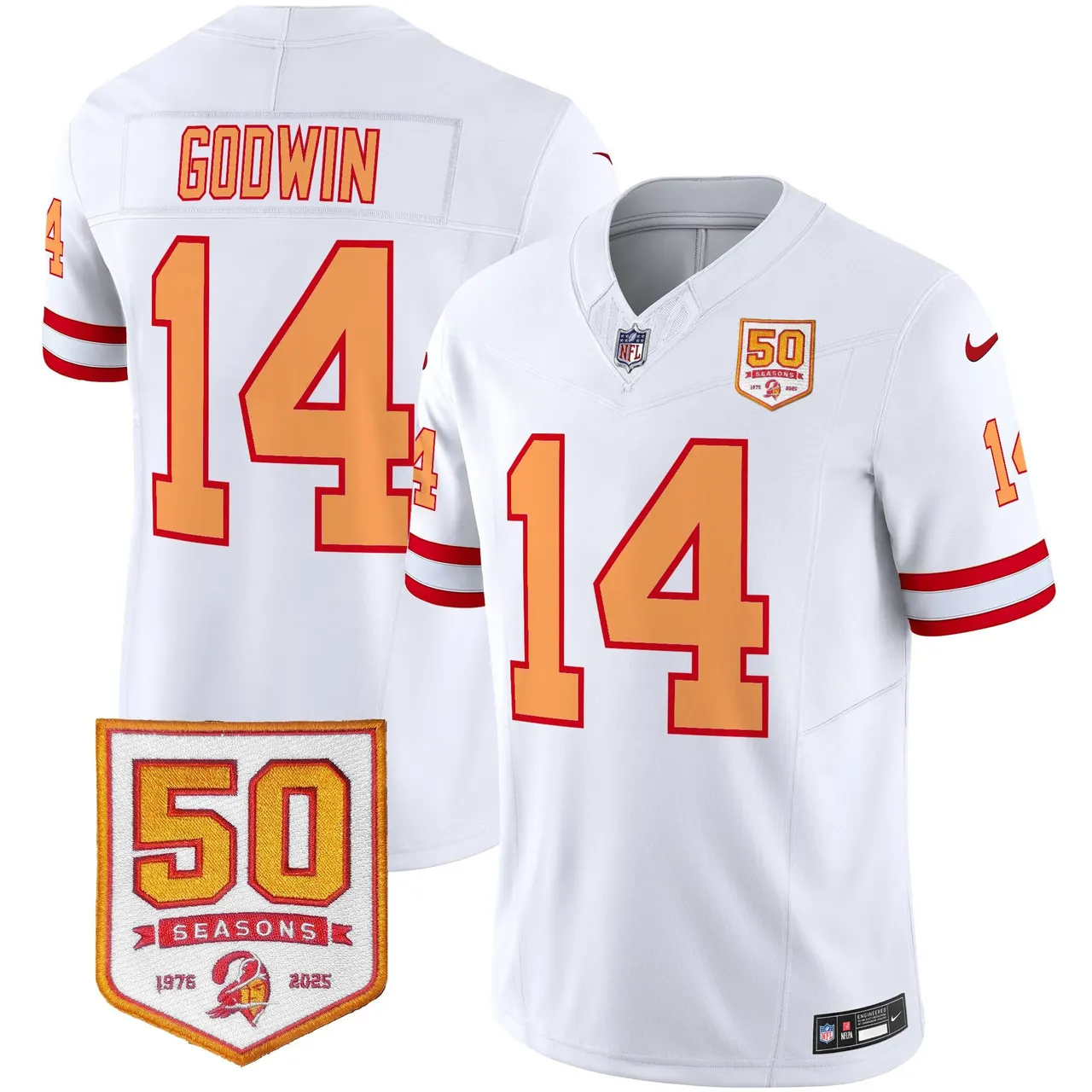 Tampa Bay Buccaneers Nike Throwback 50th Season Patch Vapor Limited Stitched Jersey - Orange - Image 29