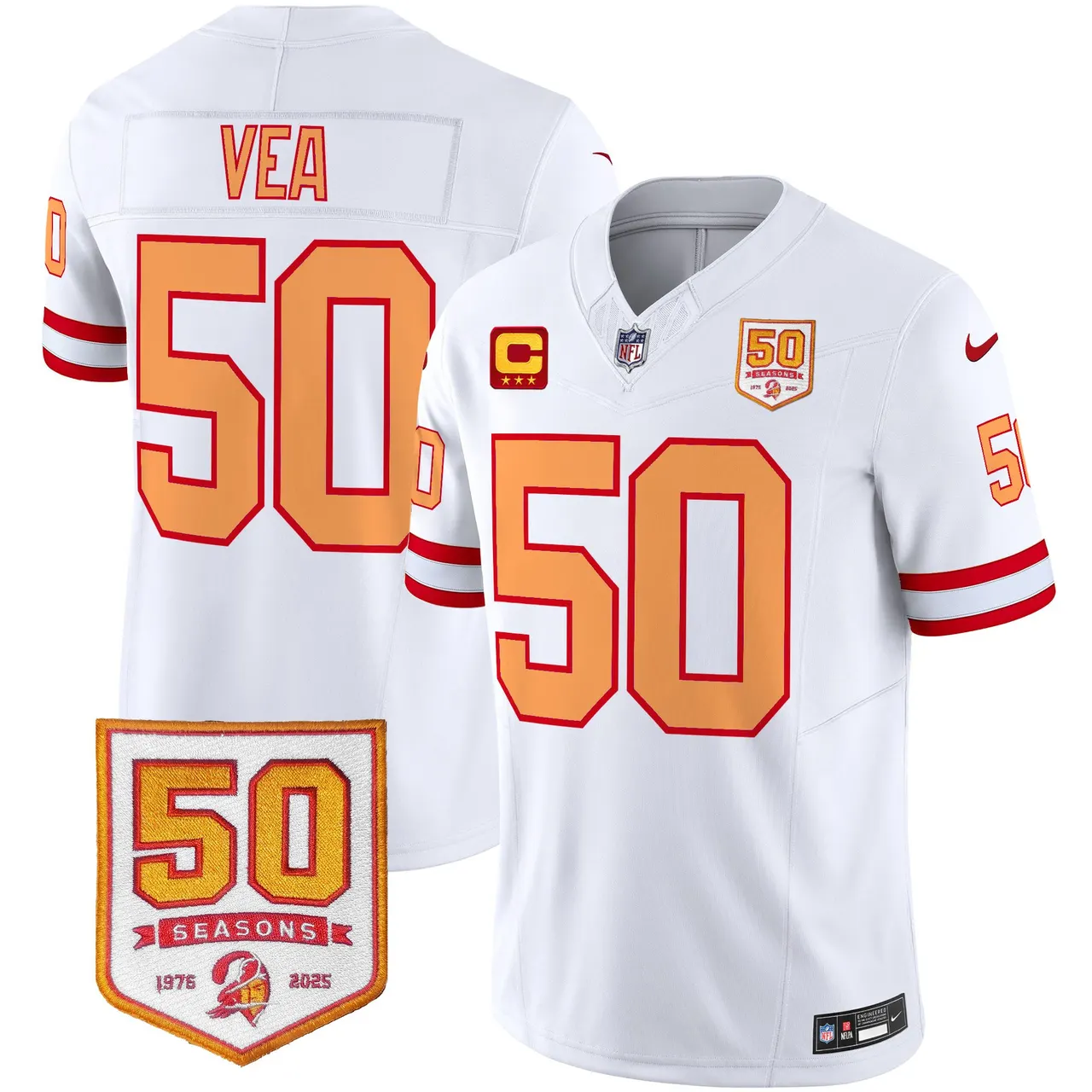 Tampa Bay Buccaneers Nike Throwback 50th Season Patch Vapor Limited Stitched Jersey - Orange - Image 30