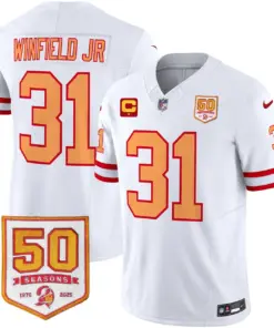 Tampa Bay Buccaneers Nike Throwback 50th Season Patch Vapor Limited Stitched Jersey - Orange - Image 31