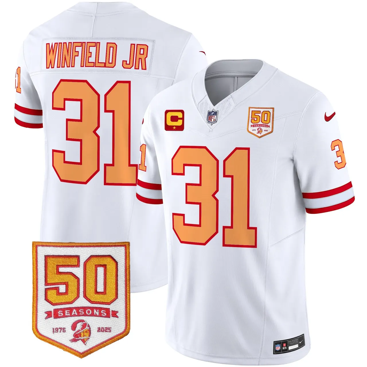 Tampa Bay Buccaneers Nike Throwback 50th Season Patch Vapor Limited Stitched Jersey - Orange - Image 31