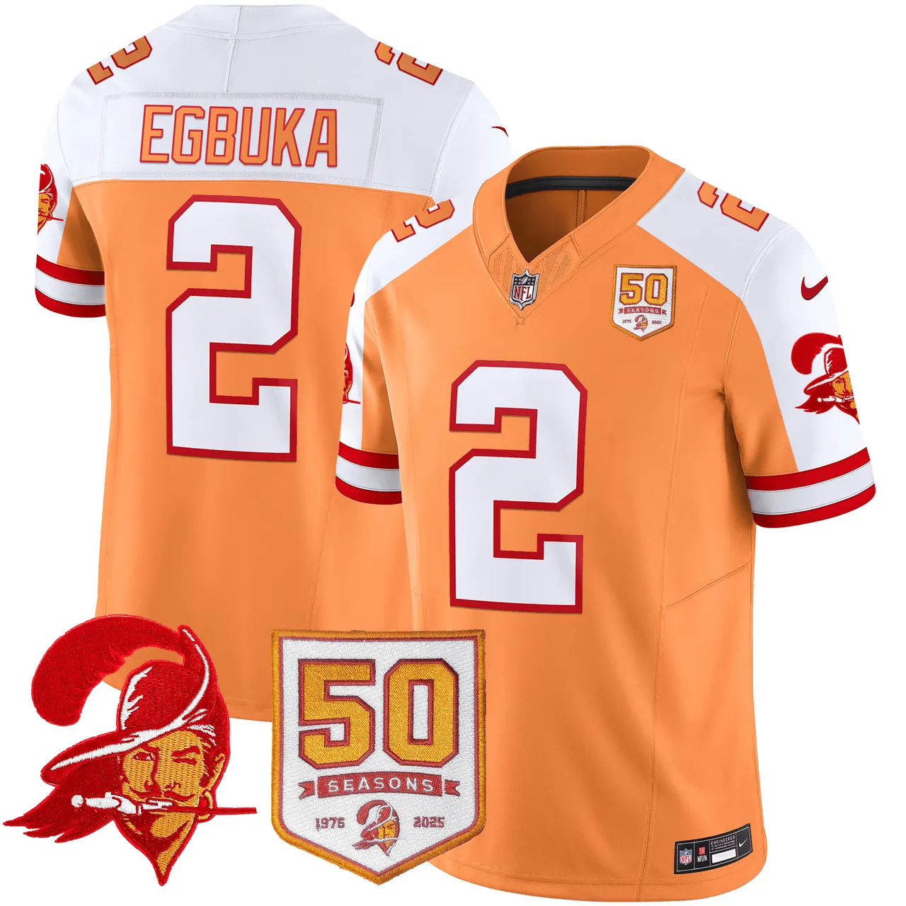 Tampa Bay Buccaneers Nike Throwback 50th Season Patch Vapor Limited Stitched Jersey - Orange