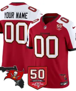 Alternative view of Tampa Bay Buccaneers Nike 50th Season Patch Vapor Custom Limited Stitched Jersey - Anthracite
