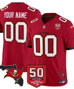 Tampa Bay Buccaneers Nike 50th Season Patch Vapor Custom Limited Stitched Jersey - Anthracite - Image 3