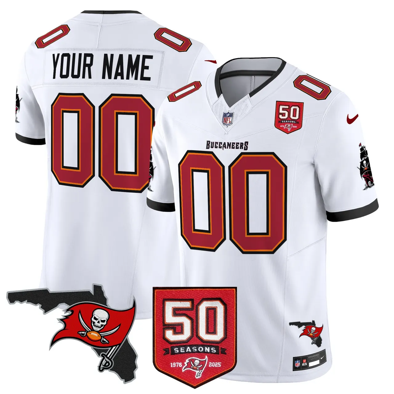Tampa Bay Buccaneers Nike 50th Season Patch Vapor Custom Limited Stitched Jersey - Anthracite - Image 4