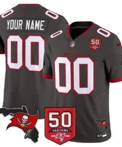 Tampa Bay Buccaneers Nike 50th Season Patch Vapor Custom Limited Stitched Jersey - Anthracite - Image 5