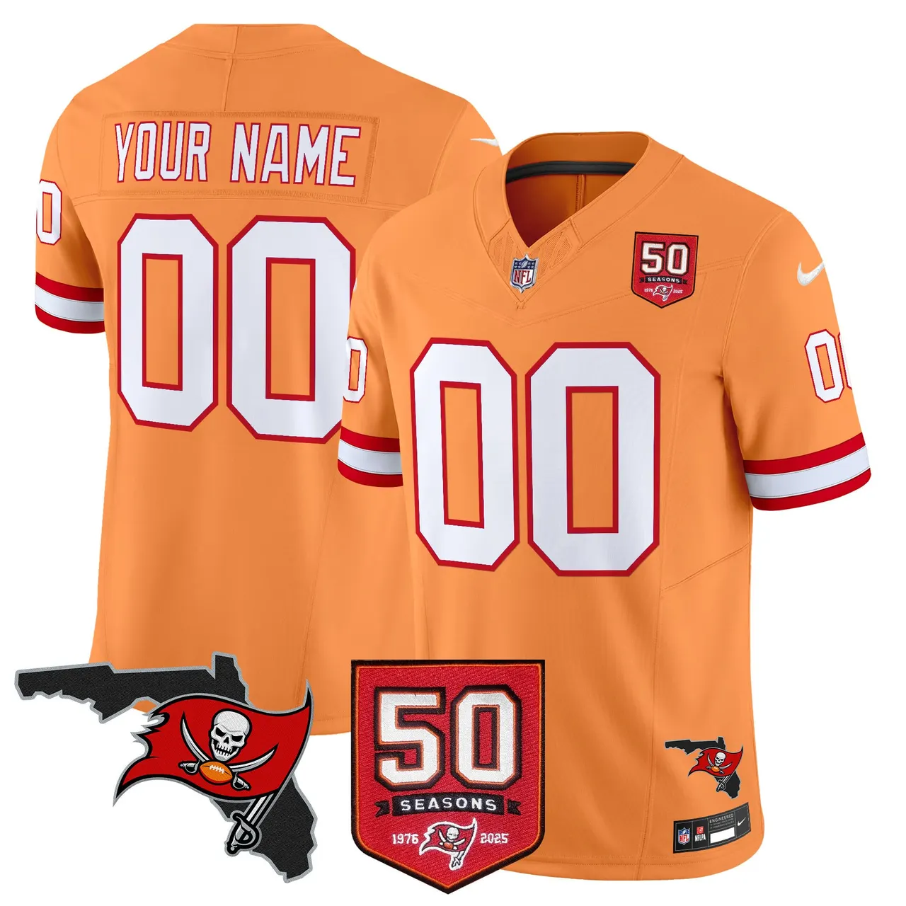 Tampa Bay Buccaneers Nike 50th Season Patch Vapor Custom Limited Stitched Jersey - Anthracite - Image 6