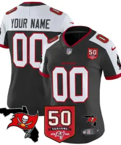 Tampa Bay Buccaneers Nike 50th Season Patch Vapor Custom Limited Stitched Jersey - Anthracite - Image 7