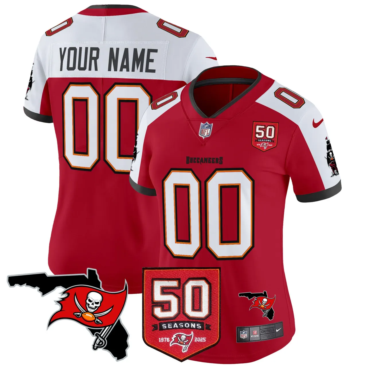 Tampa Bay Buccaneers Nike 50th Season Patch Vapor Custom Limited Stitched Jersey - Anthracite - Image 8