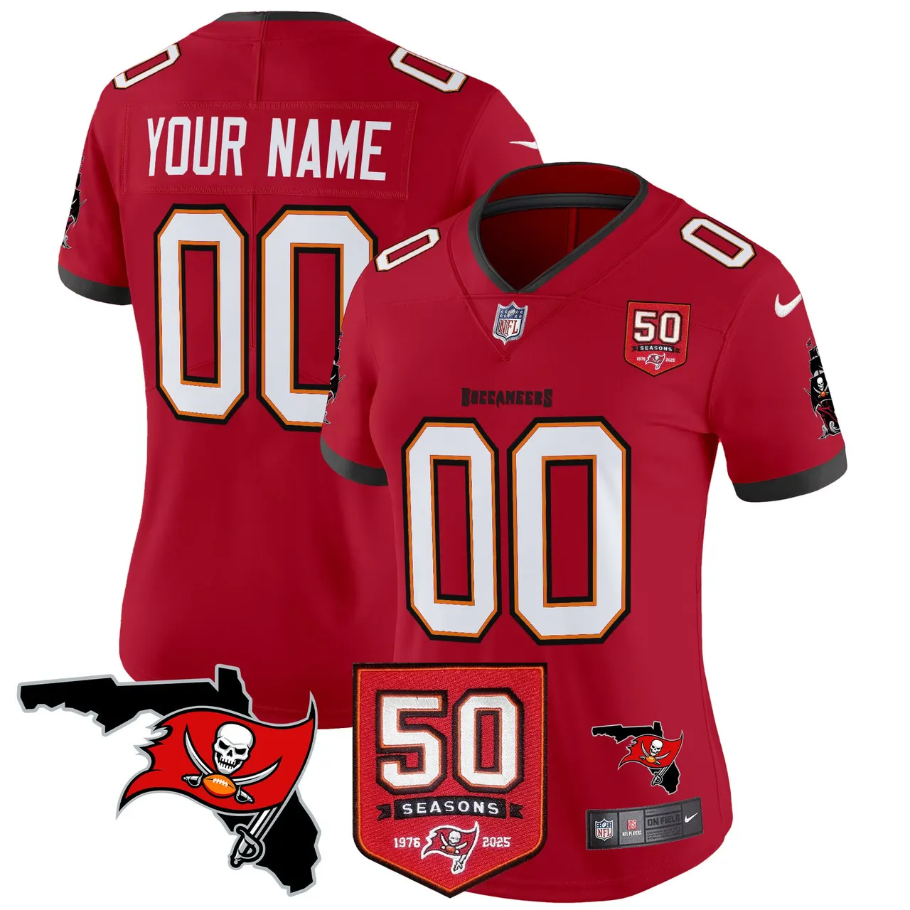 Tampa Bay Buccaneers Nike 50th Season Patch Vapor Custom Limited Stitched Jersey - Anthracite - Image 9